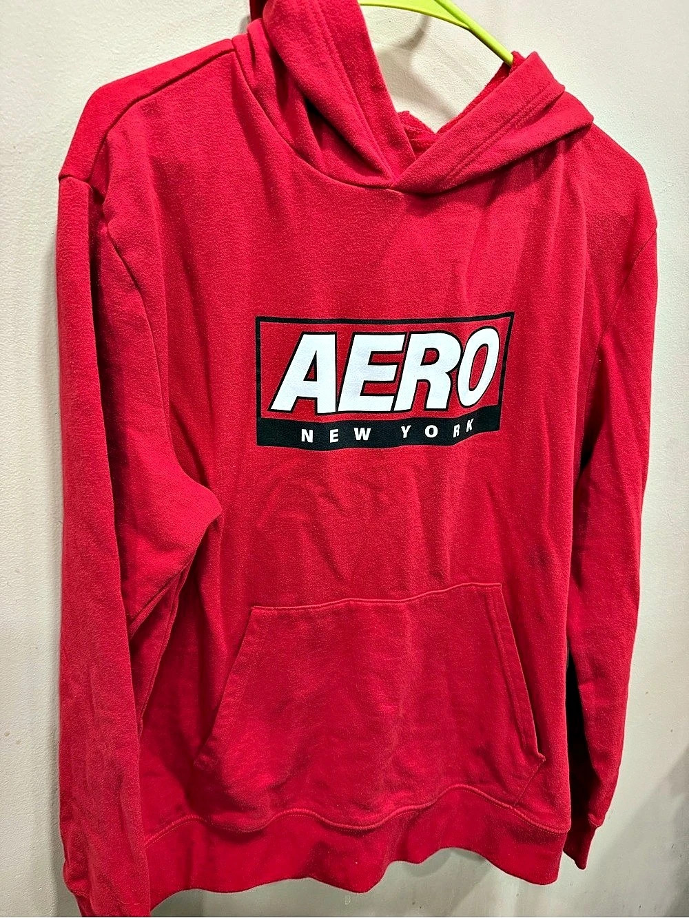 Aeropostale New York Logo Pullover Hoodie Red Medium